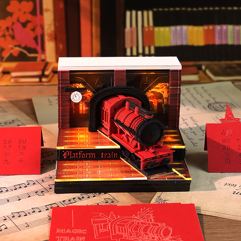 Harry Potter Magic Train Paper Carving 3D Stereo Sticky Note Book