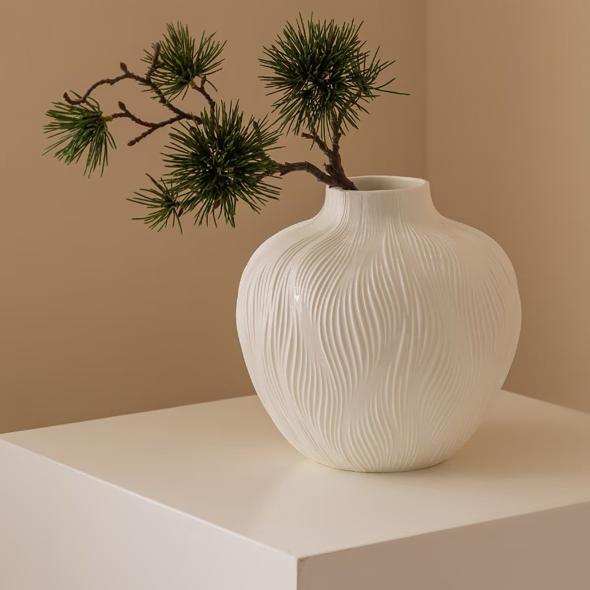 White textured glass vase