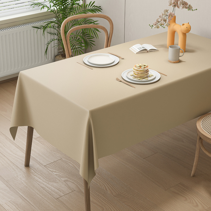 Cream Lambskin Tablecloth, Solid Color, Washable, Oil-proof and Waterproof Dining Table Cover