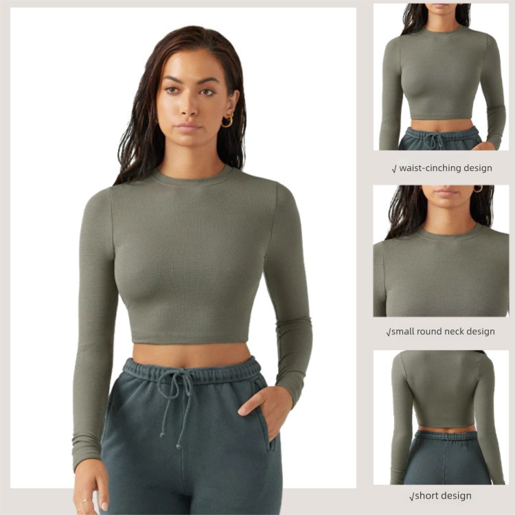 Long-sleeved sports top for fitness, running and yoga