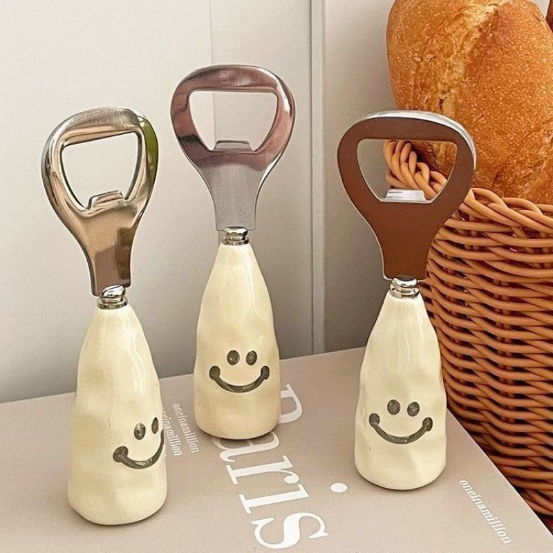 Stainless steel cute smiling face beer bottle opener