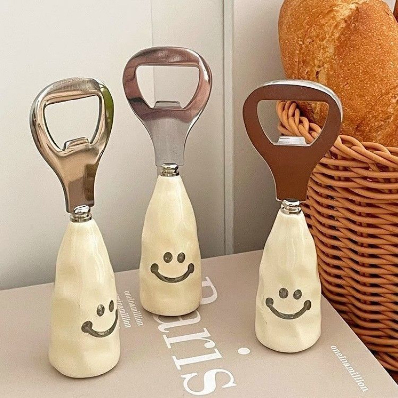 Stainless steel cute smiling face beer bottle opener