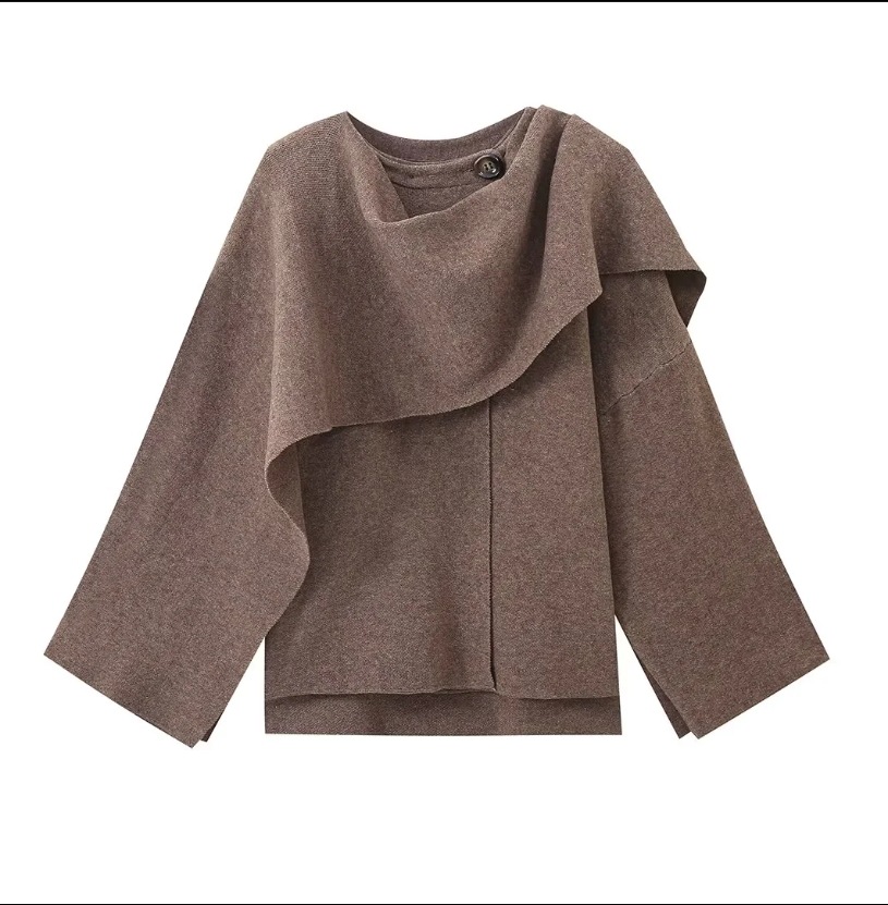 Scarf-style knitted short coat