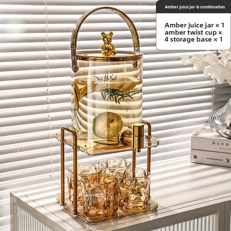 Glass cold water jug with faucet bucket set