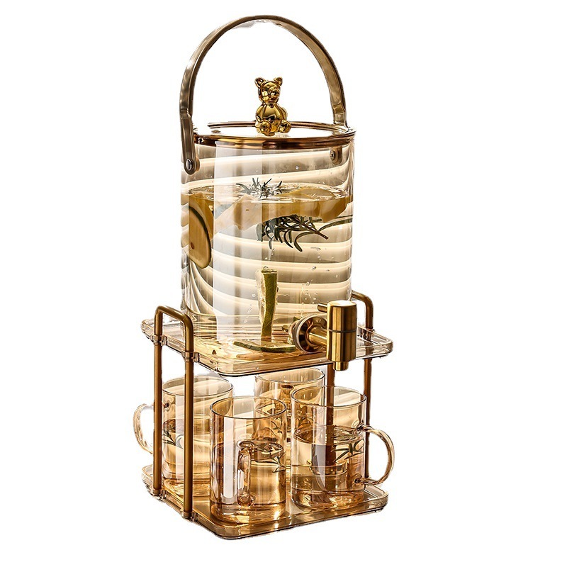 Glass cold water jug with faucet bucket set