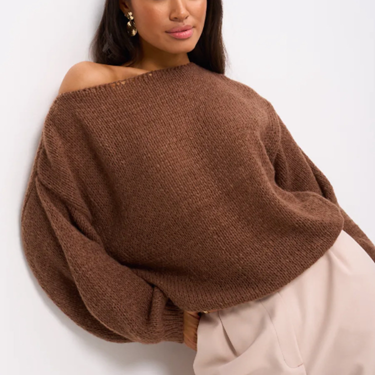 2025 Autumn/Winter Off-the-shoulder Pullover Sweater