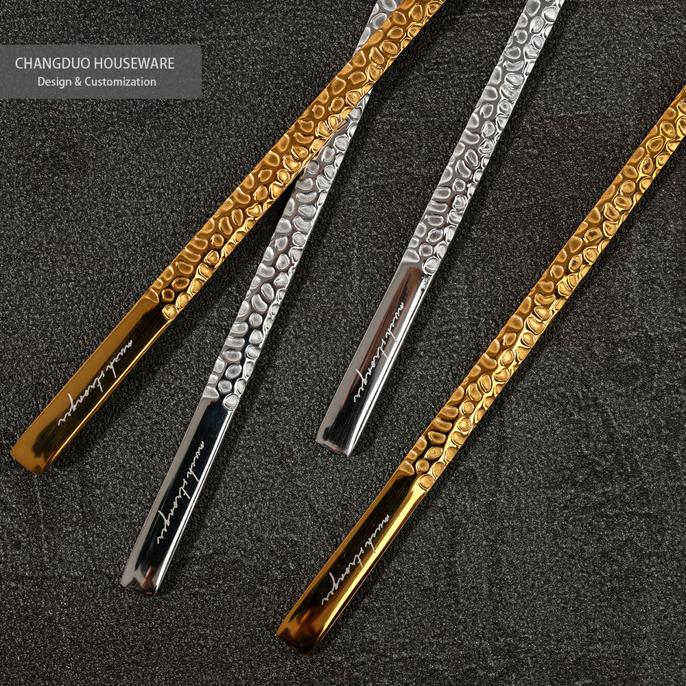 Solid hammered pattern custom chopsticks