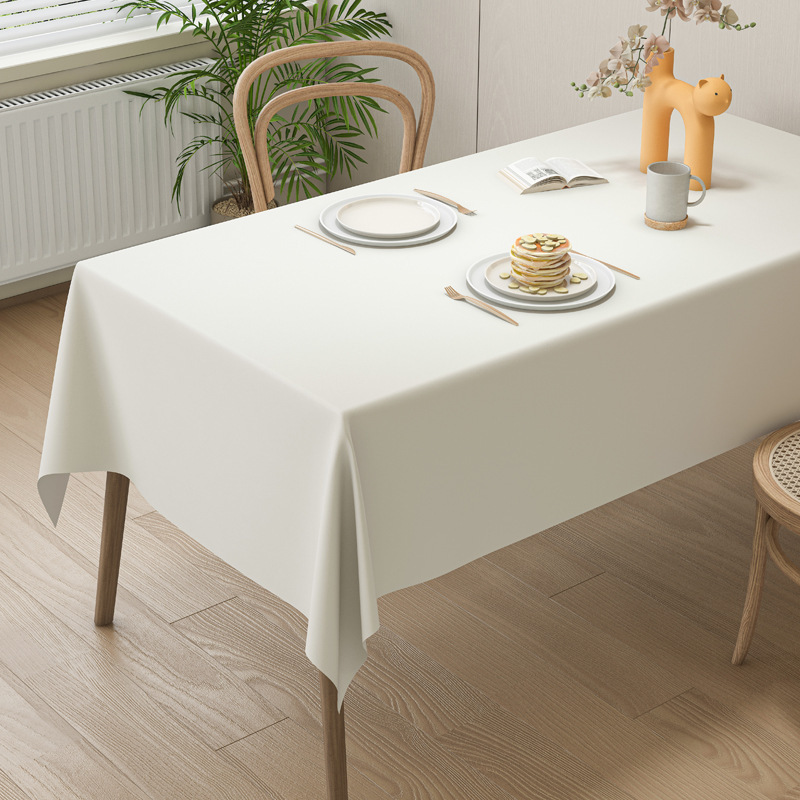Cream Lambskin Tablecloth, Solid Color, Washable, Oil-proof and Waterproof Dining Table Cover