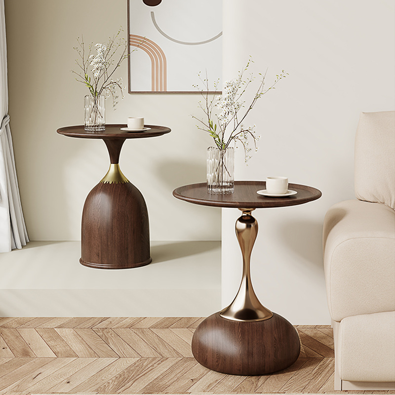 Walnut-colored mini side table