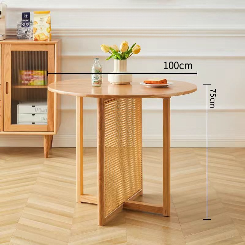 Simple solid wood rattan dining table
