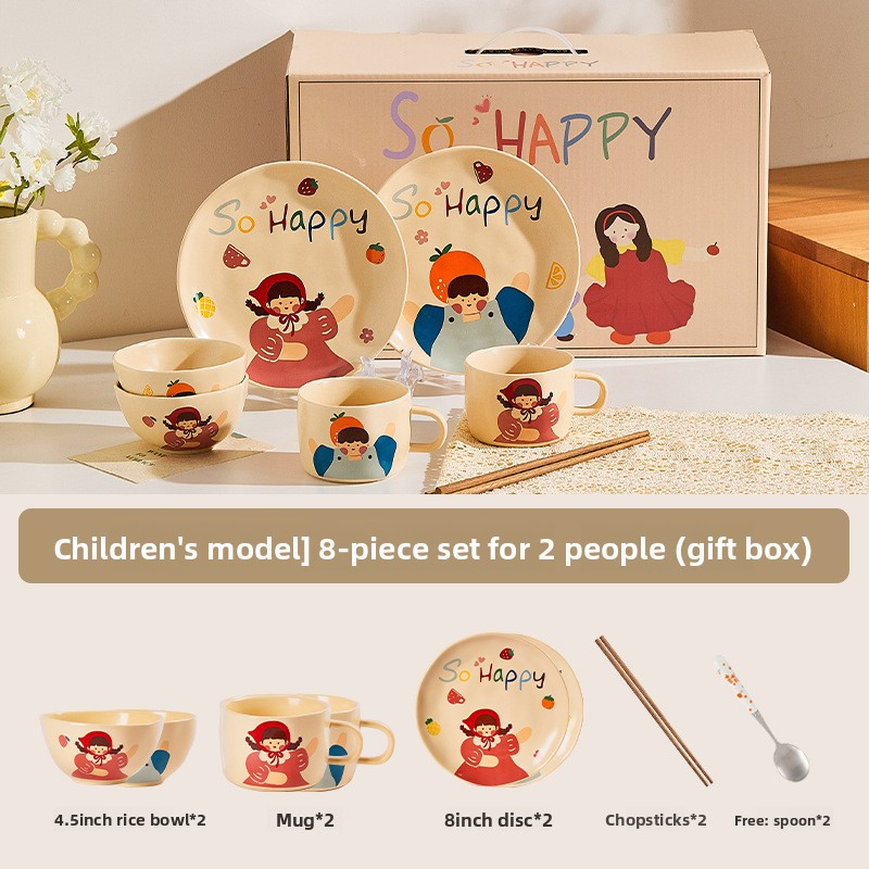 Cute ceramic bowl parent-child household set