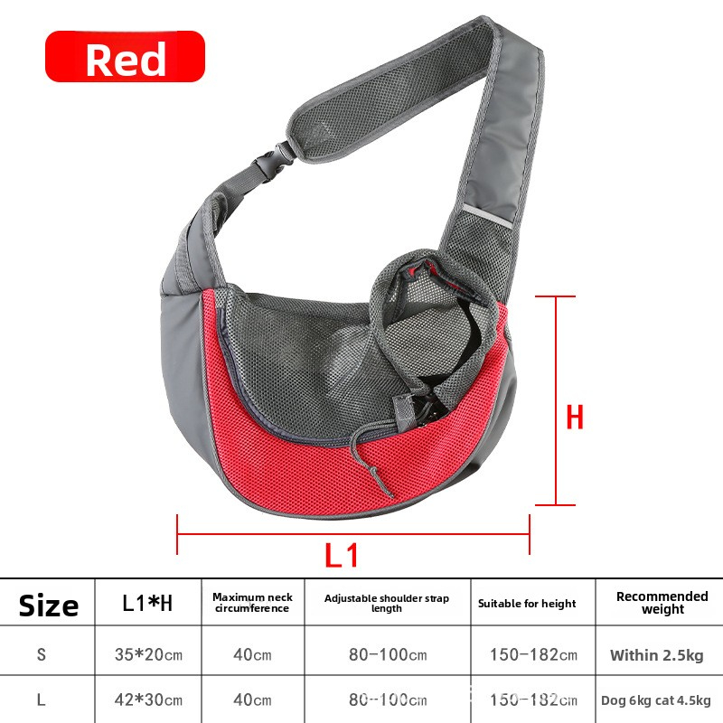 Crossbody pet bag for outdoor use, portable with breathable mesh