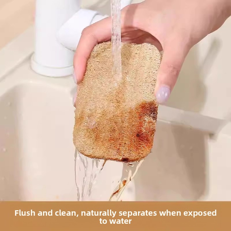 Natural Loofah Sponge Dishwashing Brush Pot Scrubber Magic Tool