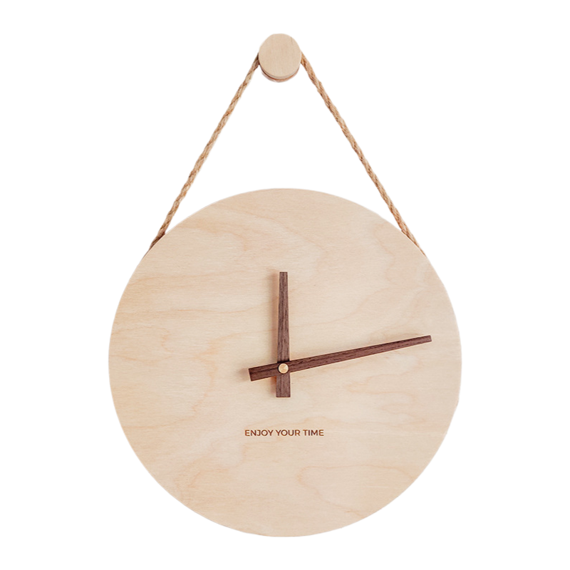 Wooden hanging rope creative wall clock