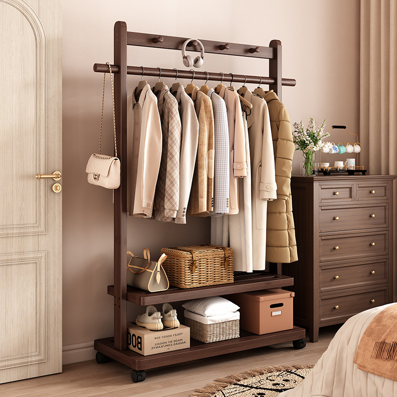 Movable floor-standing clothes rack