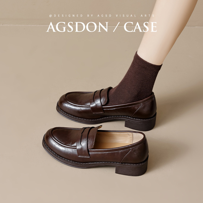 2025 New Autumn Black Block Heel Loafers