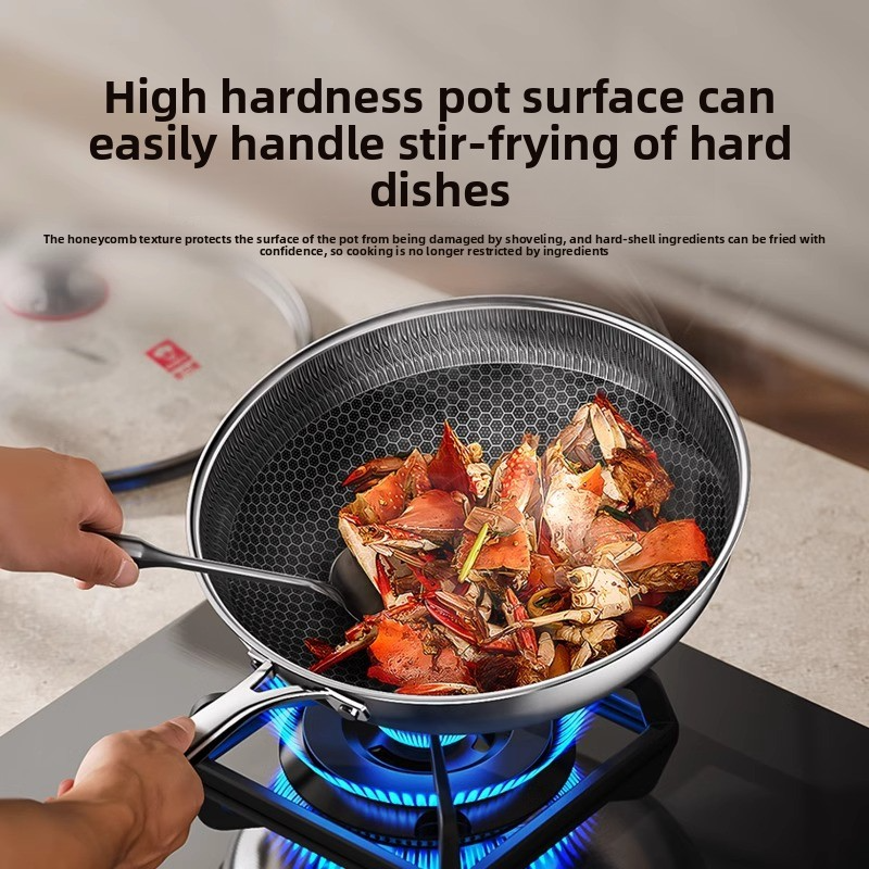 316 stainless steel household non-stick pan with honeycomb wok