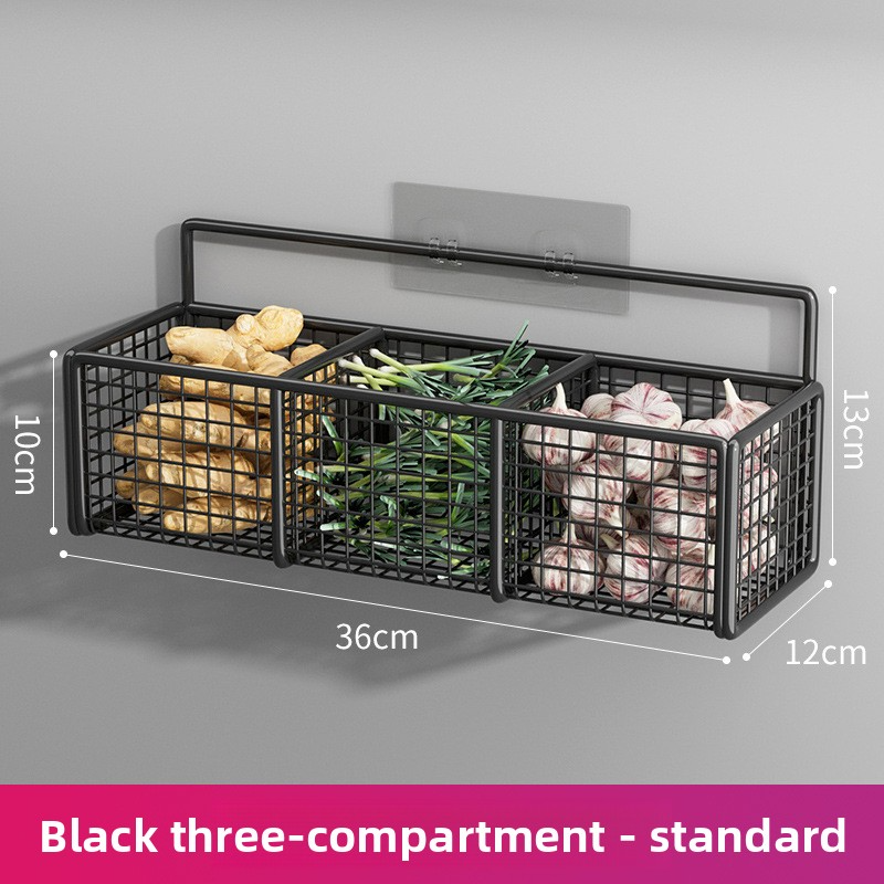 Kitchen shelf, punch-free wall-mounted condiment rack, wall-mounted vegetable basket