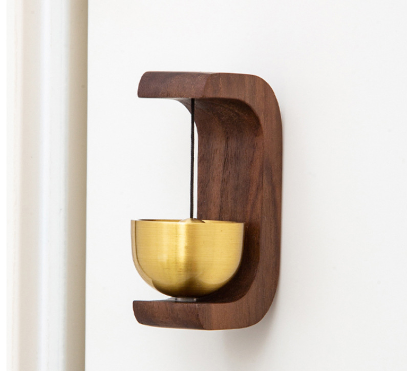 Brass bell, letter C-shaped magnetic suction hanging doorbell