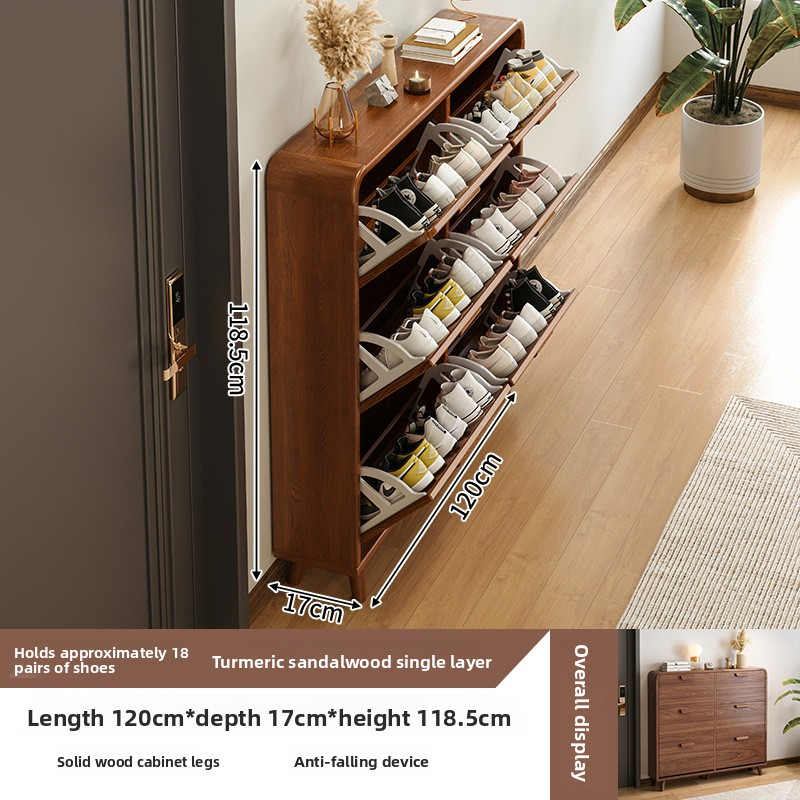 Ultra-thin tipping bucket shoe cabinet