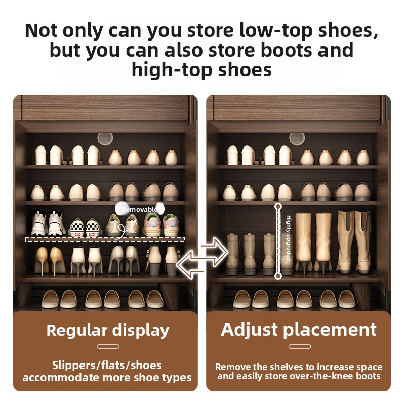 Chinese-style solid wood entry door shoe cabinet