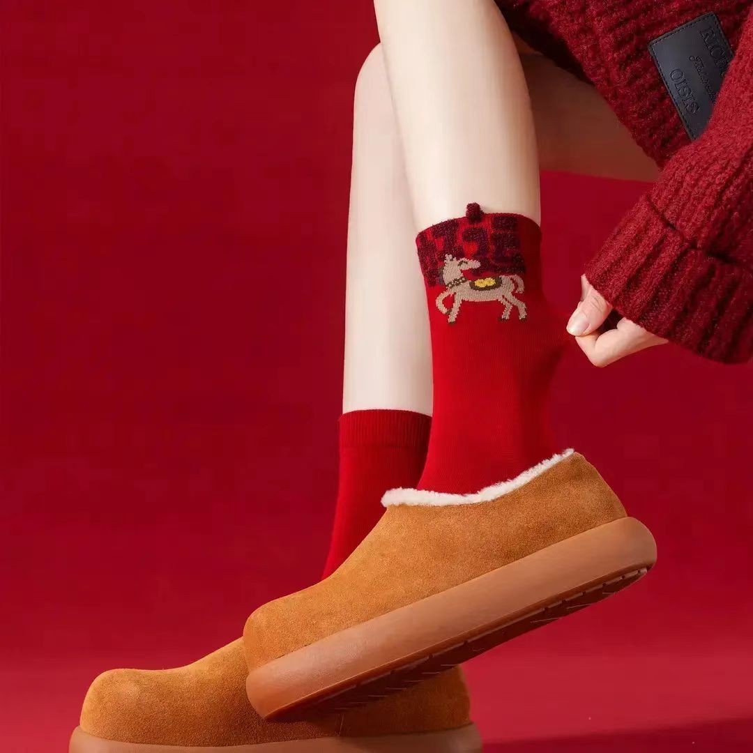 New Year Red Socks Unisex Autumn Winter