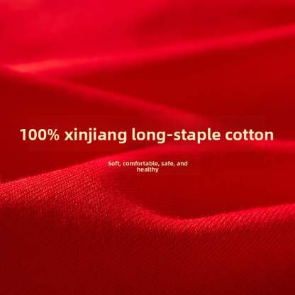 New Men's Red Pure Cotton Thermal Underwear Set for the Year of Birth