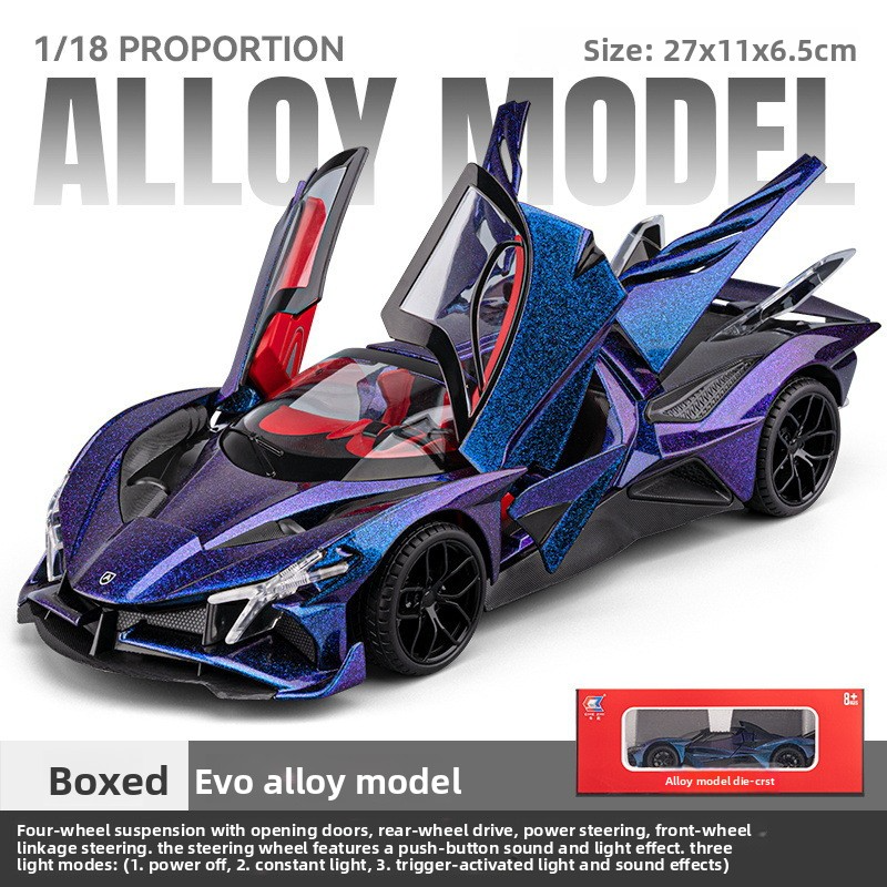 Chezhi 1:18 Apollo EVO Simulation Alloy Sports Car Model with Sound, Light, Pull Back, Multi-Door Opening - Toy, Collection, Gift