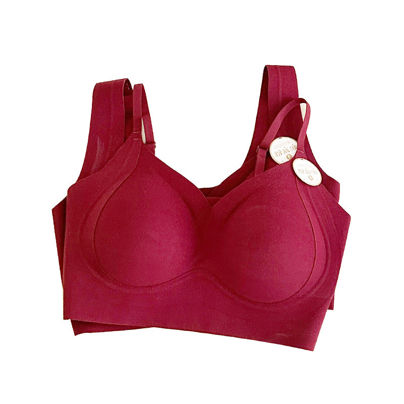 Zodiac Year Wine Red Gathered Seamless Jelly Bra