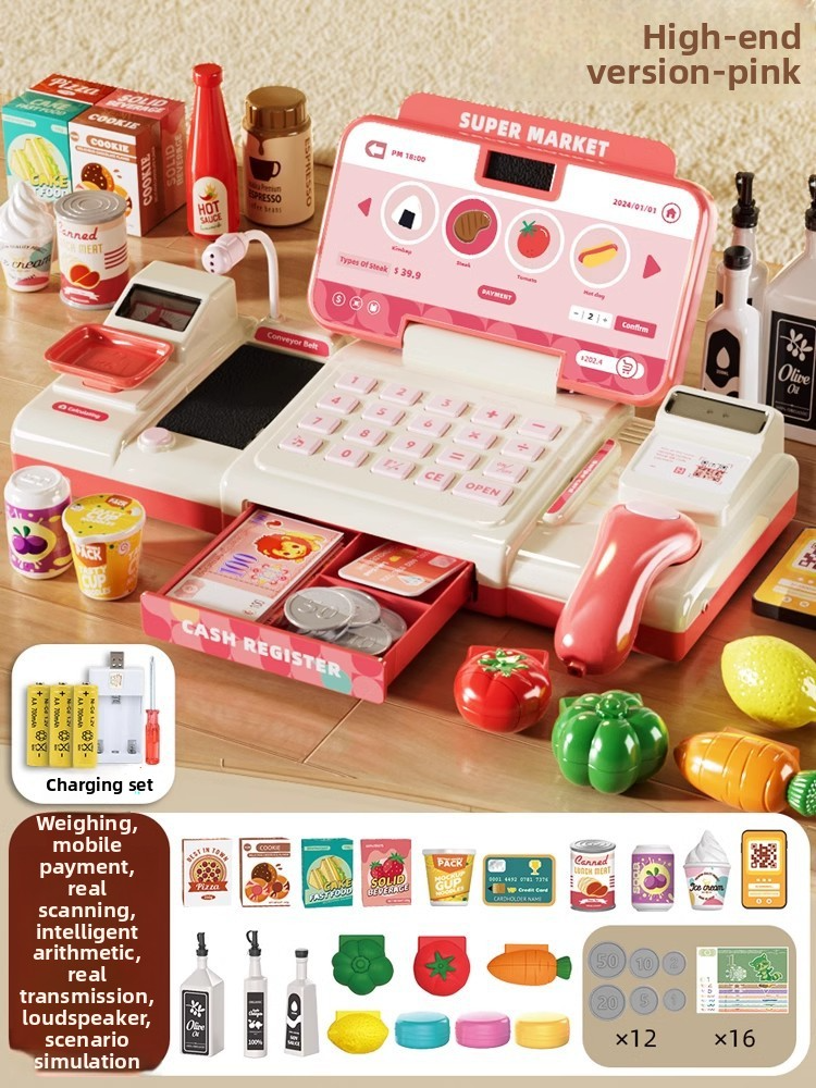 Hot-selling children's supermarket cash register toy, educational and simulation pretend play for boys and girls aged 3 to 6, birthday gift