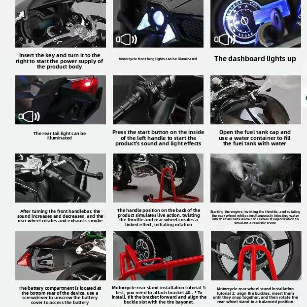 Upgraded carbon fiber [oversized] 1:6 land vehicle alloy motorcycle model, high-end for hand-carrying