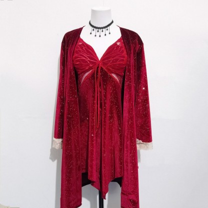 Red New Year Festive Velvet with Chest Pad