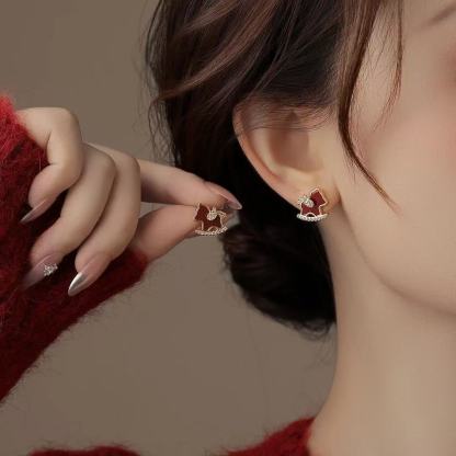 Red Pony Zodiac Year Earrings for Women