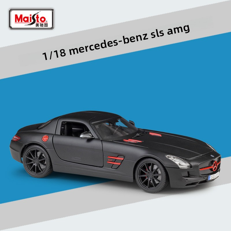 Maisto 1:18 Mercedes-Benz SLS AMG sports car simulation alloy car model finished product for collection, decoration and gift