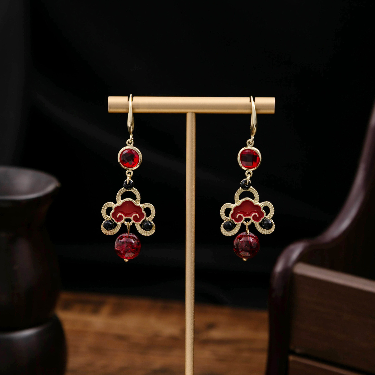 Ancient Style Red Chinese Earrings