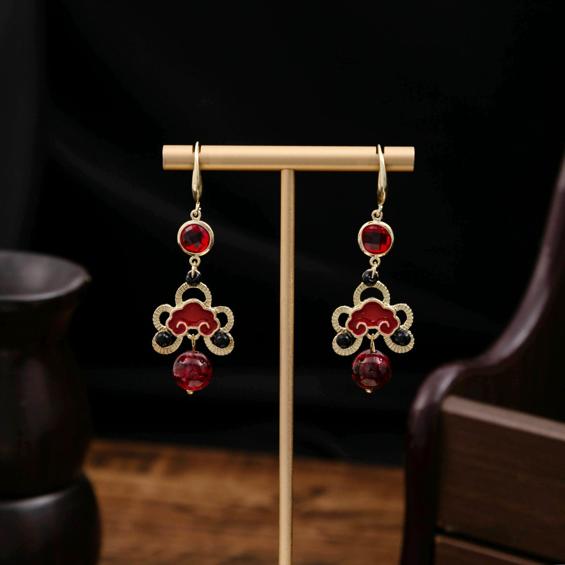 Ancient Style Red Chinese Earrings