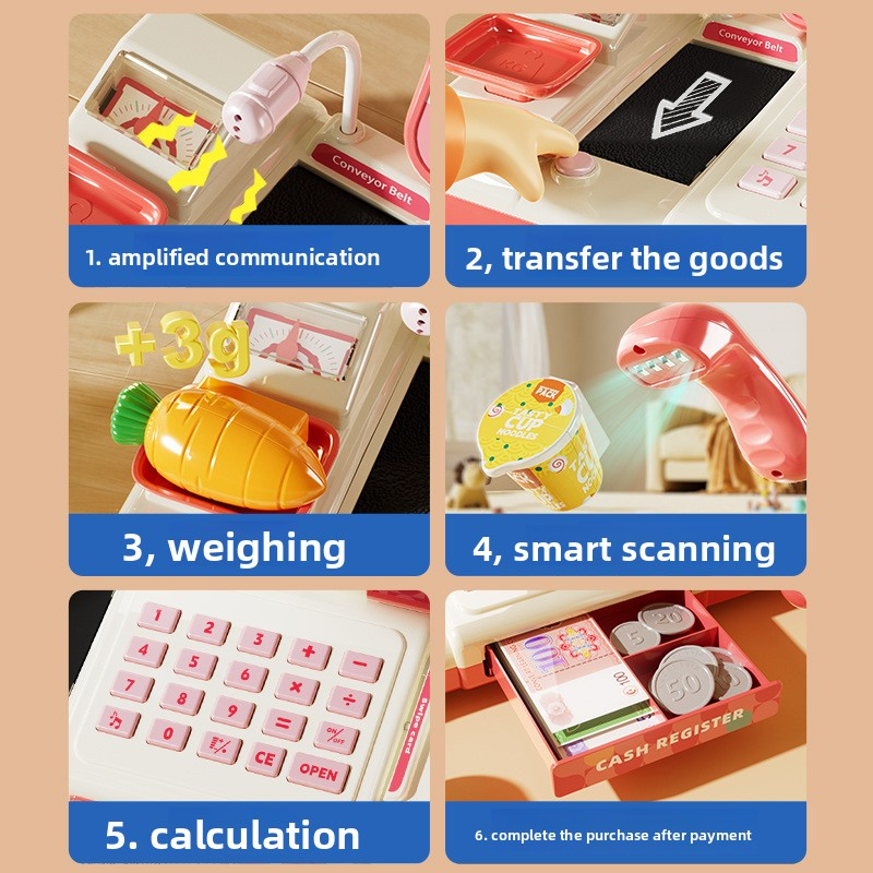 Hot-selling children's supermarket cash register toy, educational and simulation pretend play for boys and girls aged 3 to 6, birthday gift