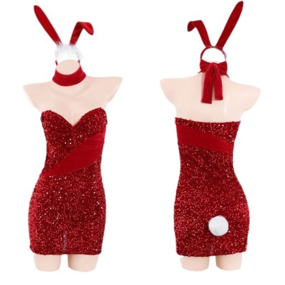  New Year Sexy Lingerie Set Uniform Temptation Hot Girl Halloween Strapless Dress