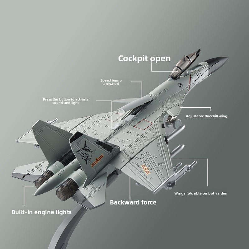 Fighter Jet Alloy Model 1:72 J-15 J-20, Launchable Toy Simulation Military Aircraft Decoration for Children and Boys
