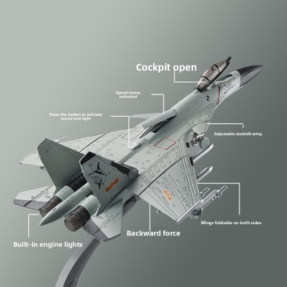Fighter Jet Alloy Model 1:72 J-15 J-20, Launchable Toy Simulation Military Aircraft Decoration for Children and Boys