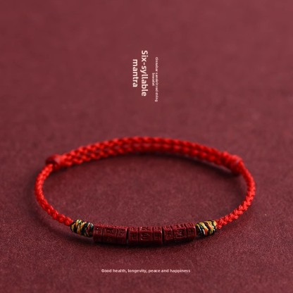 [Buy one, get three]Putuo Mountain Six-Word Mantra Natural Cinnabar Bracelet Hand Chain Foot Chain 
