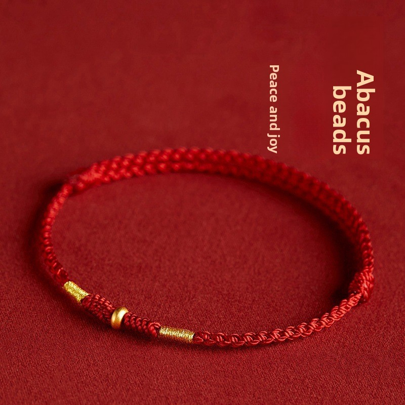 [Buy one, get three]Copper-plated ancient method sand gold small red string bracelet