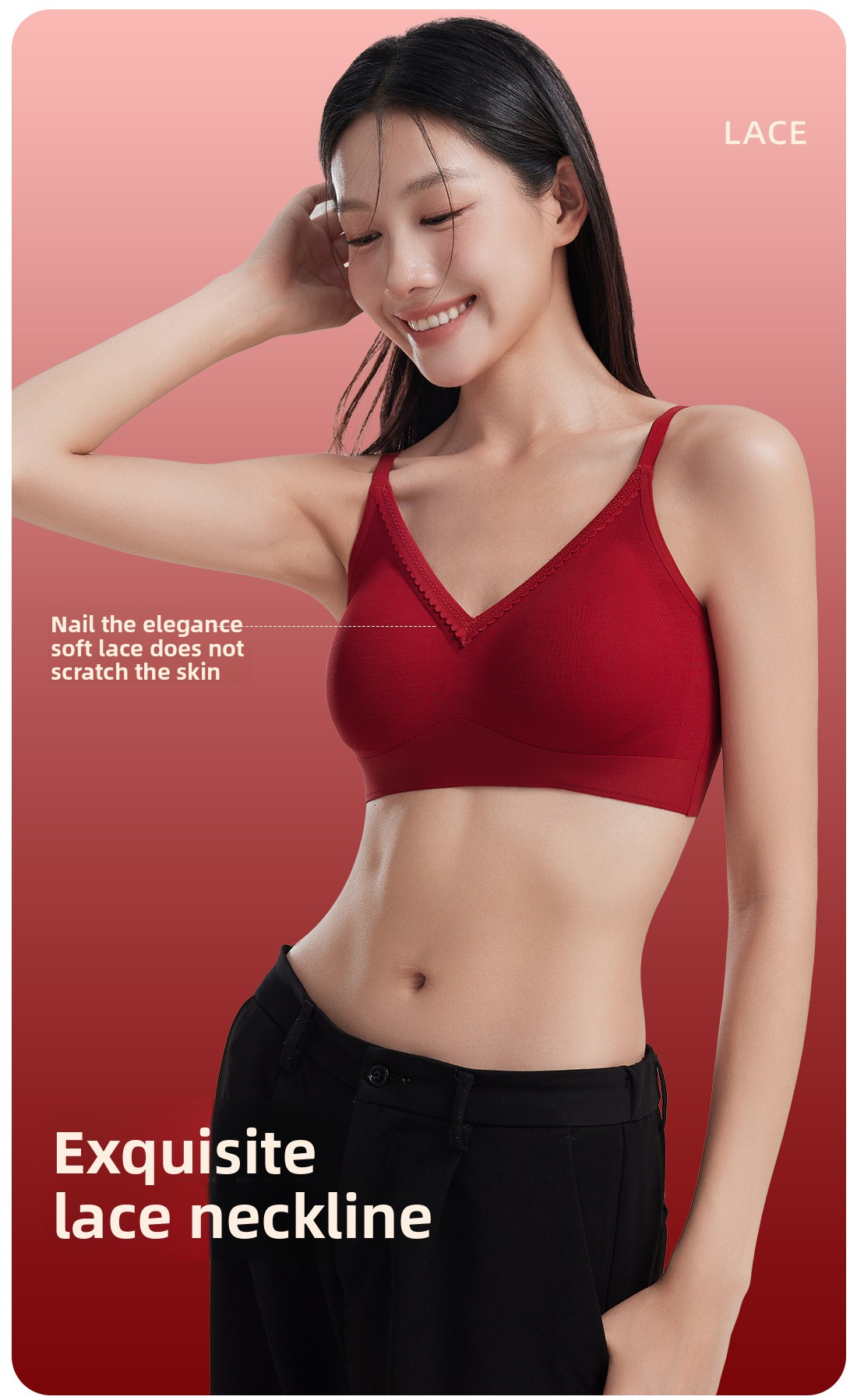 Red Underwear for Women in Their Zodiac Year, Seamless Push-Up Bra