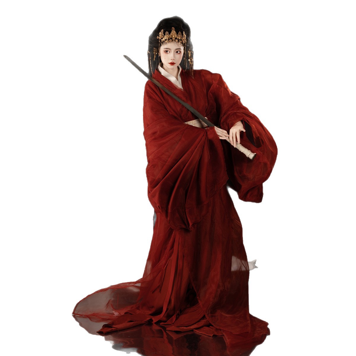 Red Warring States Robe Hanfu for Women