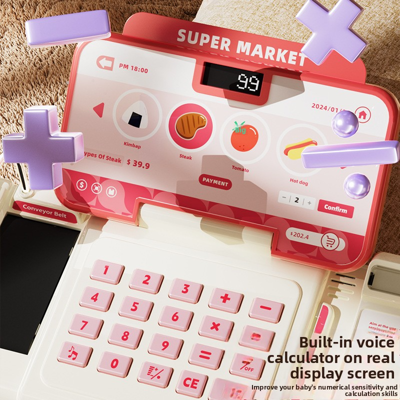 Hot-selling children's supermarket cash register toy, educational and simulation pretend play for boys and girls aged 3 to 6, birthday gift