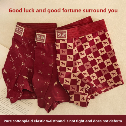 Year of the Horse Red Men's Underwear Men's Zodiac Year Boxer Briefs