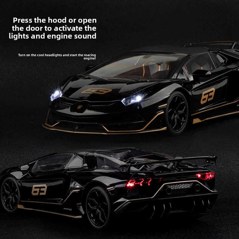 (Simulation in foam box) 1:18 scale Lamborghini Aventador alloy car model decoration, children's toy
