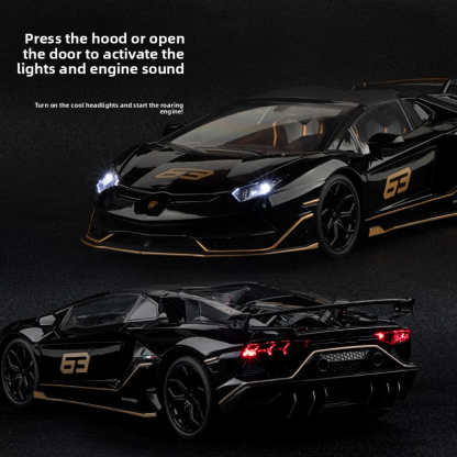 (Simulation in foam box) 1:18 scale Lamborghini Aventador alloy car model decoration, children's toy