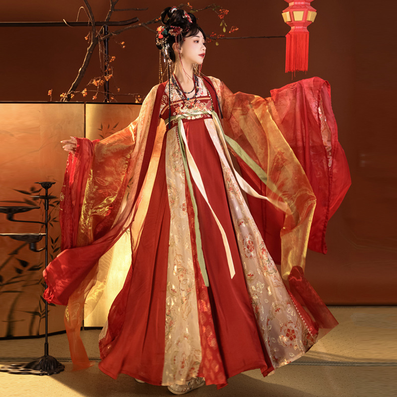 Red Hanfu for Women, Tang Dynasty Style, Improved Ancient Costume