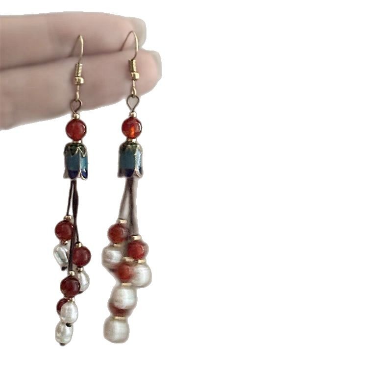 Tassel Ear Hook Earrings New Chinese Style Light Luxury High-end Feel